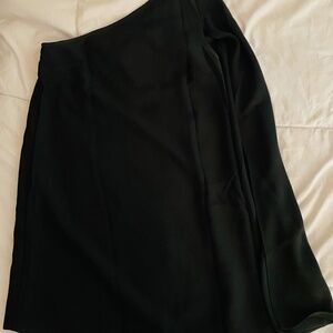 Never worn. Size S. H&M black one shoulder long sleeve mini dress